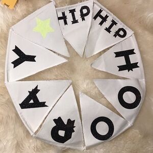 NWT “hip hip hooray”  fabric banner  reusable handmade